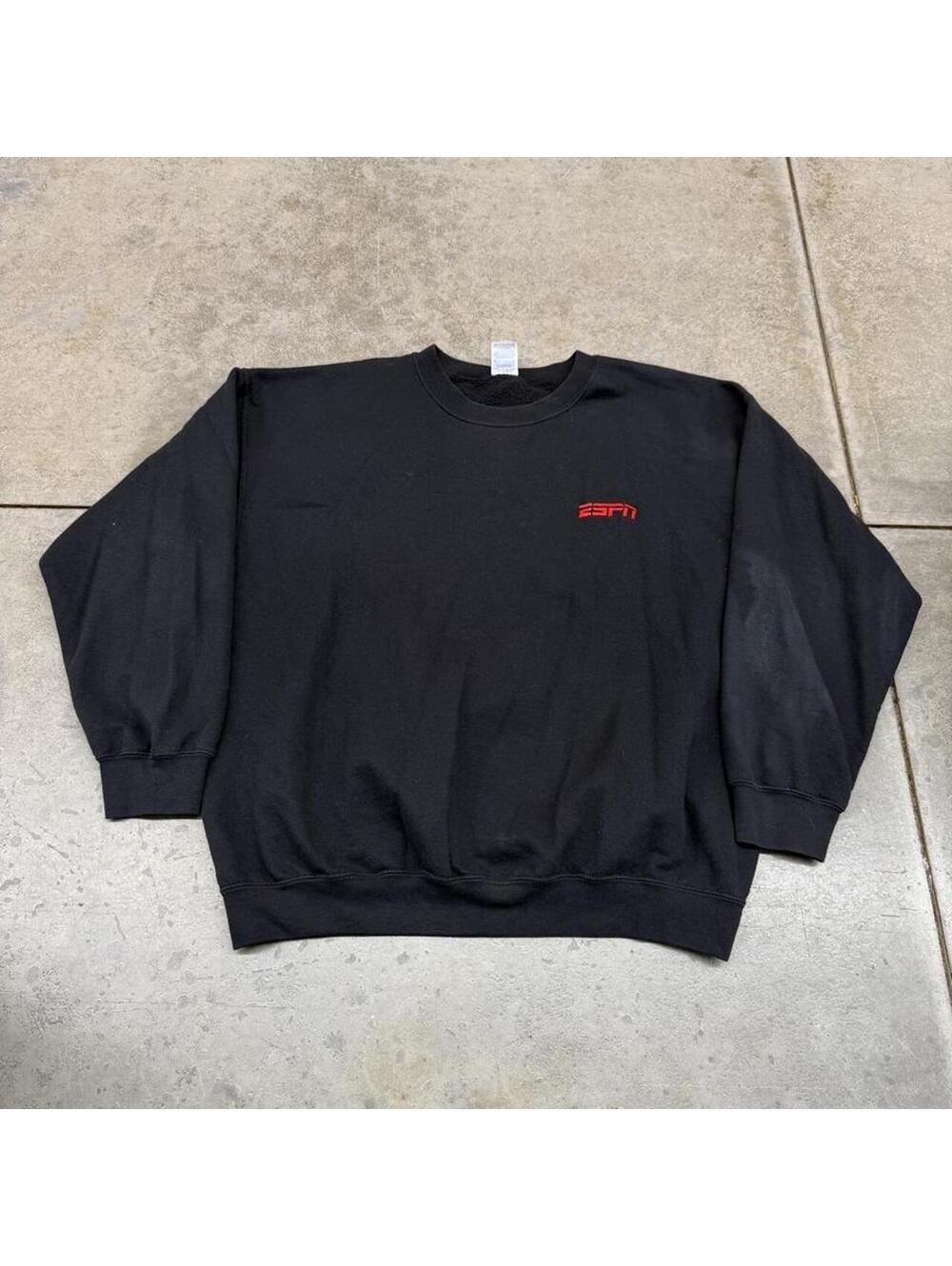 vintage espn black small logo television show crewneck size xl